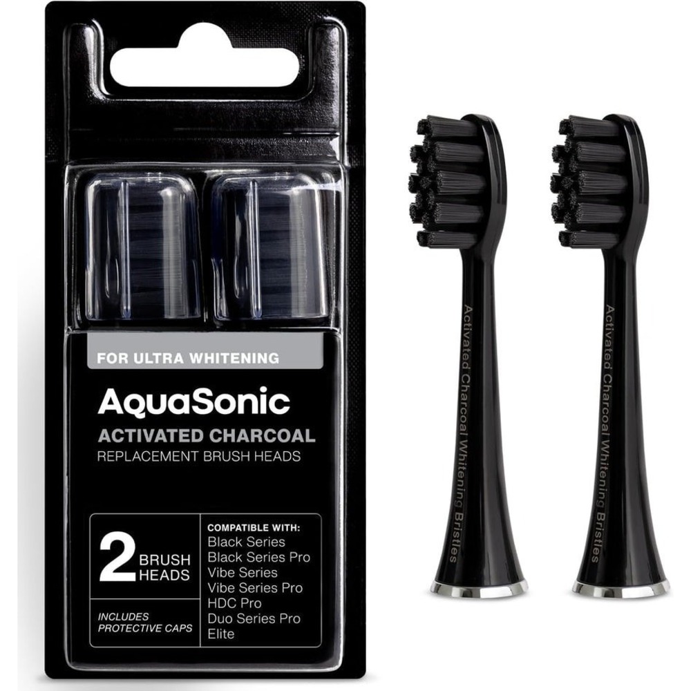 LOT OF 4 2-pk Aquasonic Tooth Brush Heads Activated Charcoal Replacement